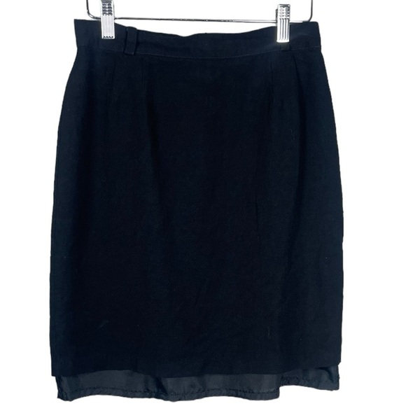 Vintage Linen Skirt Black Lined 11 Mini Pencil Skirts Contemporary Spring Summer - Picture 3 of 10